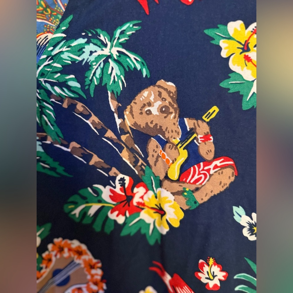 Ralph Lauren Men's Polo Bear Tropical Hawaiian Button Down Shirt - Picture 5 of 6